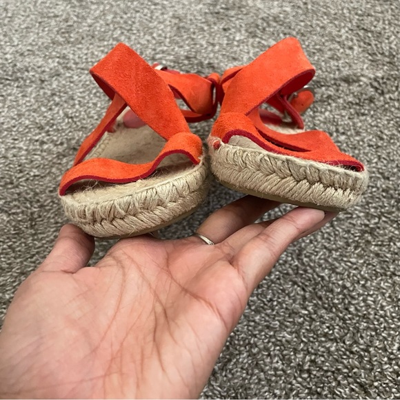 Via Spiga Gia Suede Leather Espdarille Strappy Sandals in Orange Size 8 - Picture 7 of 11